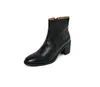 Botines para mujer hechos de piel de primera calidad, con un tacón grueso, una punta redonda, una cremallera lateral y un tacón alto: un nuevo estilo de otoño para la moda femenina