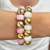 Pulsera cuadrada de acrílico con degradado macaron estilo INS, pulsera de resina con patrón de mármol vintage y cuentas doradas, venta al por mayor de joyería