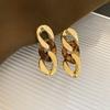 Pendientes de Aguja de Plata Retro Geométricos de Leopardo Europeos y Americanos Elegantes Personalizados Combinables Pendientes Otoño Invierno Nuevo Sentido de Alta Gama para Mujer