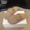 Sandalias cerradas tipo Birkenstock para exteriores, de cuero genuino, sin cordones, para mujer, nuevo modelo otoño 2026, con suela suave, suela gruesa, zapatos sin cordones que aumentan la altura