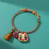 Pulseira Pequena de Zongzi Colorida Tecida à Mão, Fio Auspicioso do Despertar do Leão, Fio de Amendoim da Sorte, Fio de Cinco Cores para Crianças e Bebês Atacado