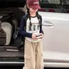 Camiseta de manga larga de otoño para niñas mayores, ropa nueva para niños, tops de camiseta de dibujos animados para niñas, camisetas básicas cortas elegantes