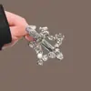 Grampo de Cabelo Elegante com Pérolas para Mulheres, Presilha de Metal com Laço Preto, Presilha Lateral de Alto Padrão, Presilha para Franja, Simples Presilha Bico de Pato