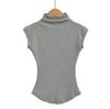 917-23 design europeu e americano puro desejo menina quente meia gola alta formiga cintura mangas colete de camiseta