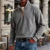 Moletom Masculino Gola Alta Meio Zíper Estilo Americano Cruzado Outono Inverno Solto Casual Manga Longa Jaqueta Pulôver Masculina