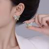 Novos Brincos de Borboleta com Zircônia Esmaltada Chinesa Gotejamento de Óleo Design Único de Luxo Leve Brincos de Alto Padrão Brincos Elegantes da Moda