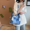 Bolso de lona a cuadros para mujer, primavera y verano 2024, nuevo, moderno, de gran capacidad, para hombro, informal, combinable.