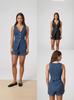 2025 Novo Mais Vendido Site Independente da Amazon Moda Europeia e Americana Sem Mangas Afunilamento na Cintura Cintura Alta Shorts Jeans Soltos Conjunto para Mulheres