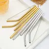 Pajilla de acero inoxidable 304 al por mayor 12/16cm pajilla para té de leche cóctel pajilla recta curva para bebida de jugo casera
