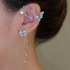 Pendientes de clip con diseño de mariposa, flor y diamante de Dongdaemun, estilo inmortal, con borlas, de Corea del Sur, sin agujeros para las orejas.