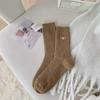 Calcetines de lana gruesos y cálidos de otoño e invierno para mujer, de media pantorrilla, populares en la red, estilo coreano Dongdaemun, bordados, de felpa