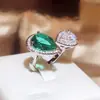 Anillo Ajustable de una Pieza Cao Shi para Mujer, Anillo Ajustable, Joyería de Zirconia Microincrustada con Forma de Gota de Agua, Joyería Noble y Elegante