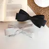 Pinza para el pelo de lazo de lunares retro estilo coreano, diseño clásico en blanco y negro, pinza de tela de doble capa versátil para recogidos a medio hacer para niñas