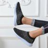 Sapatos Europeus e Americanos Transfronteiriços com Strass Amazon Solado Fly-Knit Respirável Md Leve Tamanho Grande Tênis Esportivo Atacado Transfronteiriço Feminino Tamanho Grande