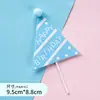 Chapéu Triangular de Bola de Pelo Decorações de Bolo de Aniversário Plug-in Crianças Bebê Um Ano Feliz Aniversário Cartão de Dessert de Confeitaria