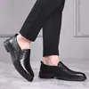 Zapatos Casuales de Cuero Genuino de Vaca para Hombre, Capa Superior, Suela Gruesa, Suela Suave, Cómodos, Punta Redonda, Sin Cordones, Zapatos de Cuero Casuales de Negocios para Hombre
