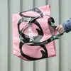 Bolso de Mano Tejido de PP Rosa Tienda de Ropa Supermercado Bolsa de Regalo para Compras Niñas Ecológico Plegable Bolso de Hombro