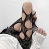 Medias con Agujeros Irregulares Estilo Punk Personalizadas de Tubo Largo para Chicas Atrevidas Calcetines de Malla de Encaje Negro para Mujer Verano