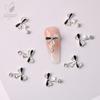 Joias de Liga para Nail Art Japonesa Laço Dourado Champagne Diamante Branco Broca de Unha para Fototerapia Rebite Acessórios de Metal