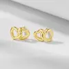 Pendientes Pequeños de Corazón Fresco de Plata de Ley S925 para Mujer, Delicados Pendientes Huecos en Forma de Corazón Dulce Corazón a Corazón