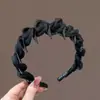 Diadema de corona alta estilo coreano, diadema de borde ancho, diadema para lavarse la cara con dientes, accesorio para el cabello de tela a cuadros de alta gama