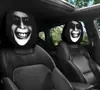 Funda de Reposacabezas para Coche con Estampado de Calavera Negra de Comercio Exterior Transfronterizo, Estilo Elástico Universal, Funda de Reposacabezas para Coche Original y Divertida