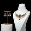 Conjunto de Collar y Pendientes con Borla de Aleación Inlaid de Cristal Perla Estilo Retro de Corte Europeo y Americano