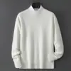 Suéter Baicai Rong Otoño/Invierno Nuevo 100% Lana Pura Engrosado Cuello Medio Alto Punto Grueso Ropa de Punto Simple de Negocios