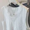 Camisa de Encaje Bordada Estilo Coreano Nueva para Mujer Talla Grande, Top sin Mangas Suelto de Manga Corta, Ropa Interior de Longitud Media