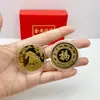 2026 Fique Rico Logo Moeda de Ouro Sólida da Sorte Dinheiro da Fortuna Moeda Comemorativa Mãe Saco de Veludo Caixa de Presente Caixa de Presente Personalizada