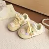 Zapatos de Entrenamiento Alemanes para Niñas con Adorno de Encaje de Nuevo Estilo, Zapatos A-Gan Estilo Flor de Cerezo Crema de Primavera, Tenis Lindos para Bebés Niñas
