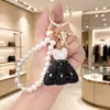Chaveiro Pingente Corrente de Pérolas para Vestido 3D com Strass de Argila Venda Quente Transfronteiriça Chaveiro Charme para Bolsa de Luxo Leve