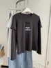 Camiseta de Manga Larga con Lazo y Letra Otoño 2026 para Mujer, Estilo Coreano Copo de Nieve Algodón Falso Dos Piezas Camiseta Básica Estudiante