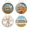 Letrero de Madera de Pascua con Conejo Letrero de Bienvenida para Puerta Venta al por Mayor Decoración de Pared de Atmósfera Festiva Decoración de Pared Artesanía de Madera