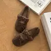 Zapatos Mary Jane de Felpa Estilo Dulce para Mujer 2026 Otoño/Invierno Lazo Cómodos Forrados de Terciopelo Zapatos Peludos Cálidos Versátiles Zapatos de Algodón