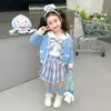 Conjunto de cárdigan tejido Cinnamoroll para bebé niña con falda 2024 nuevo estilo uniforme jk para niña pequeña conjunto de tres piezas de otoño