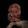 Estátua de Jujuba Trovão de Madeira de Zhao Gongming com Design Oco, Placa Tridimensional Puramente Feita à Mão, Ornamento Portátil Finamente Trabalhado do Deus da Riqueza