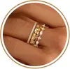 Anillos Apilables Chapados en Oro de 14 Quilates para Mujer, Estilo Europeo y Americano, Completamente Diamantados, Sencillos, Modernos, Anillo de Dedo Índice de Lujo Ligero, Modelo Más Vendido Transfronterizo