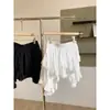 Falda Irregular Blanca para Pastel, Falda Corta Abullonada de Encaje con Cintura Alta para Mujer, Falda de Paraguas Petite