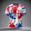 Estación Independiente 2025 Impresión 3D Digital Aniversario 250 de EE. UU. Manga Corta Cuello Redondo Casual Cómodo Ajuste Holgado Camiseta