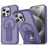 Para Apple 16proMax suporte dobrável oculto capa de telefone de sucção magnética iPhone15 capa protetora de sensação de pele fosca