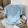 Camiseta de Algodón Puro Estilo Minimalista Básico Hombro Recto Manga Corta de Verano para Mujer Blanca Holgada Adelgazante Versátil Top de Moda para Mujer