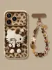 Cordón para Teléfono con Estampado de Leopardo para Funda de iPhone 17 Otoño/Invierno iPhone 15 Pro Max Silicona 16 Lindo 18 Ventana Grande