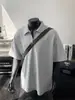 Camiseta de Manga Corta Waffle con Media Cremallera para Hombre, Camiseta Blanca de Manga Corta Estilo Americano de Verano, Camisa Polo de Marca de Moda