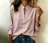 Camisas de manga larga a rayas para mujer, estilos casuales de moda, transfronterizas de Amazon europeas y americanas, nuevas