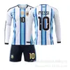 Uniforme de Futebol Infantil da Argentina para a Copa do Mundo de 2026 Conjunto de Outono e Inverno de Manga Longa Não. 10 Camisa Messi Dybala
