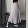 Falda plisada de longitud media sobrefalda de verano para mujer de gasa hasta el tobillo falda larga drapeada cintura alta ajustada línea A falda nicho roja