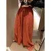 Pantalones de pijama vintage florales con cordón estilo Ins para mujer, pantalones casuales de verano transpirables y suaves, pantalones largos para el hogar de talla grande para usar al aire libre