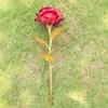 Flor de rosa única em folha de ouro, simulação de flor de rosa dourada, presente de dia dos namorados, dia das mães e professores, Natal, pequeno presente de comércio exterior