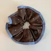 Goma para el pelo scrunchie de retazos de tela de lunares y bloques de color retro de nicho coreano para mujer, accesorio versátil para coleta